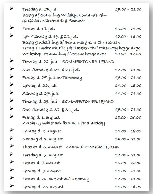 åbningstider vores franske butik